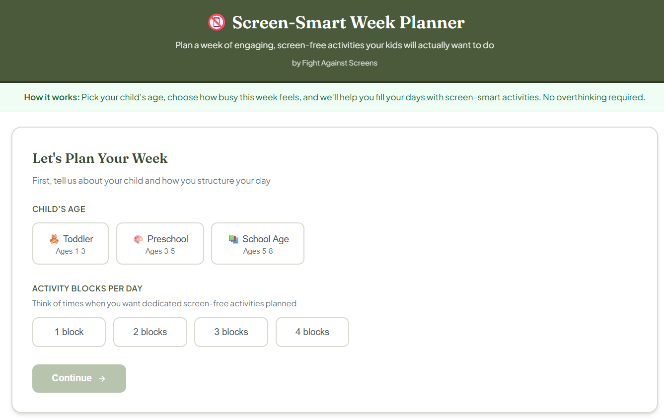 Screen Smart Week Planner (Ages 1-8: Instant Digital Download)