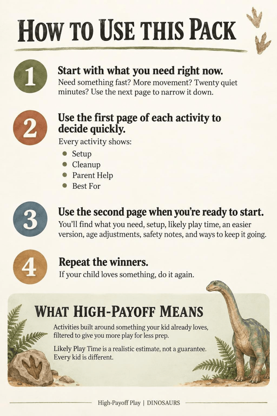 High-Payoff Dinosaur Play (Instant Digital Download: Ages 2–5)