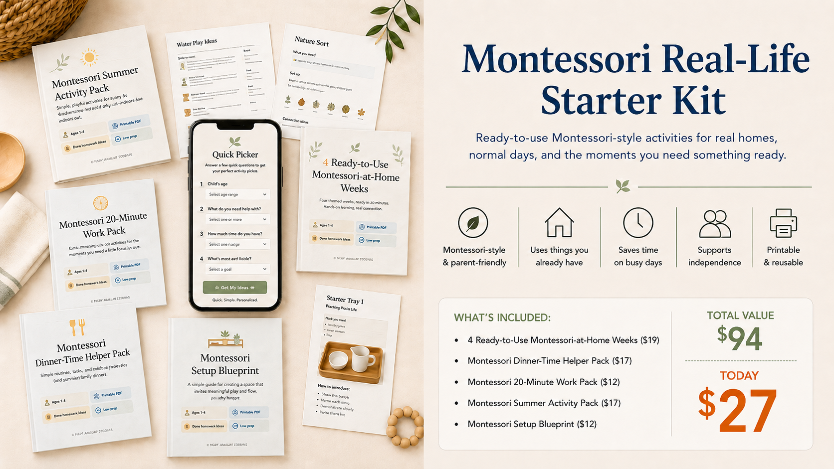 Montessori Real-Life Starter Kit (Ages 1-8, Instant Digital Download)