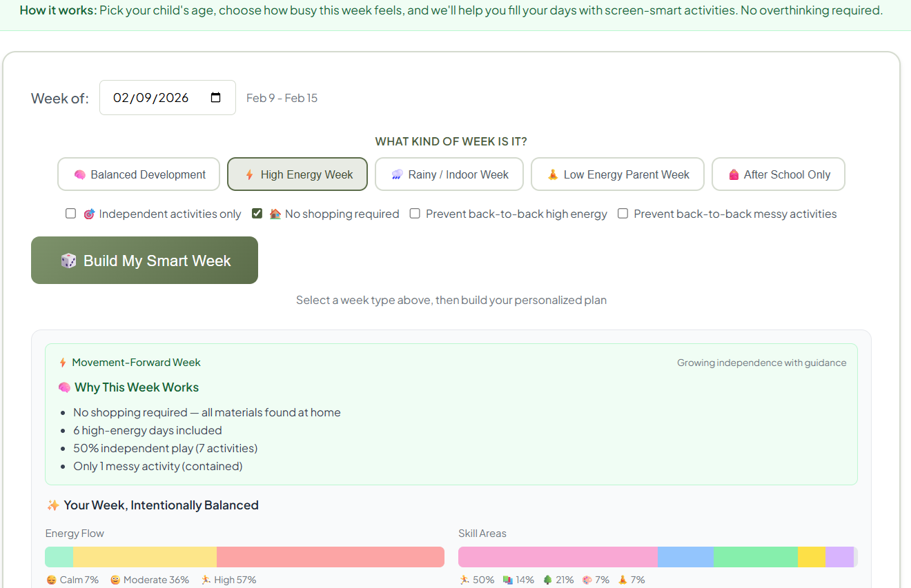 Screen Smart Week Planner (Ages 1-8: Instant Digital Download)