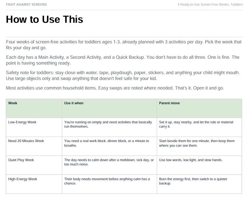 4 Ready-to-Use Screen-Free Weeks (Ages 1-8, Instant Digital Download)
