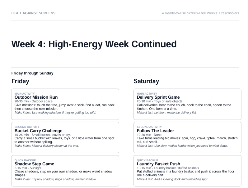 4 Ready-to-Use Screen-Free Weeks (Ages 1-8, Instant Digital Download)